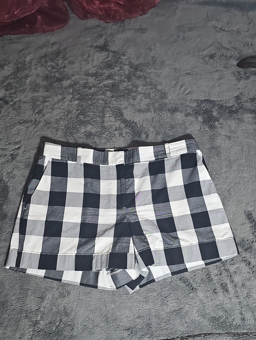 LOFT Gingham Buffalo Check Cotton Shorts Black White Size 8